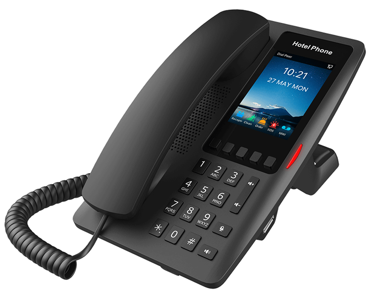 Отельный SIP-Телефон Fanvil H6W, 2 SIP-акк., 3.5", 320x480 Цвет. экран, POE, БП в комп., 1x100 Mbps,