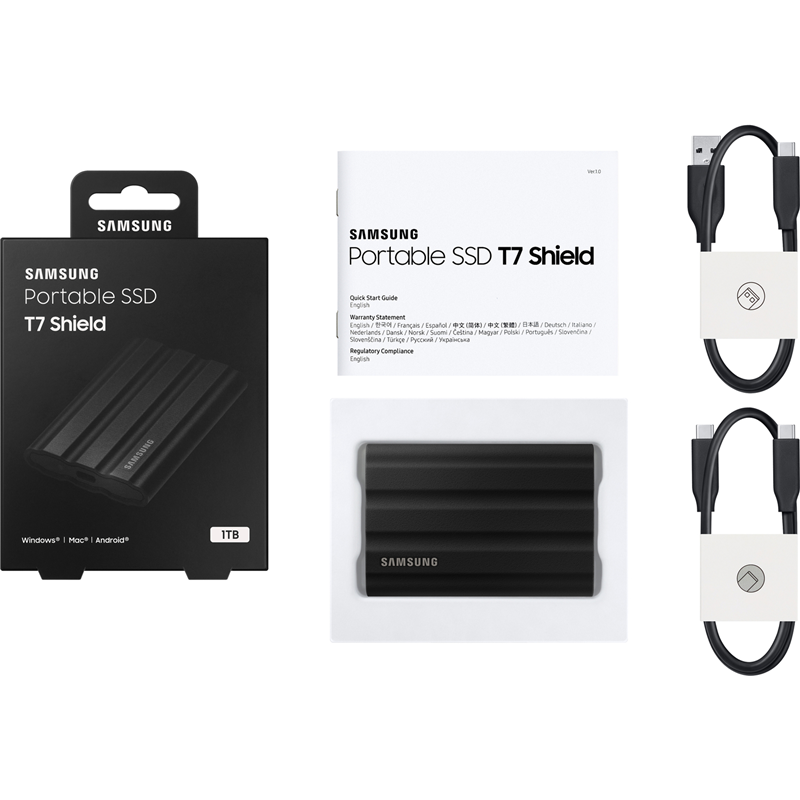 Накопитель SSD Samsung Original USB-C 1Tb MU-PE1T0S/WW Shield T7 1.8" черный