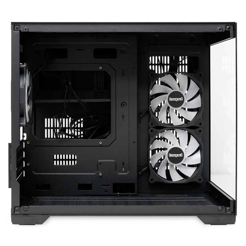 Корпус HSPD F330, Panoramic Mini-tower, Black, TG, 0.5 SPCC, 3x120mm ARGB mATX, mITX 160/400/200mm 1