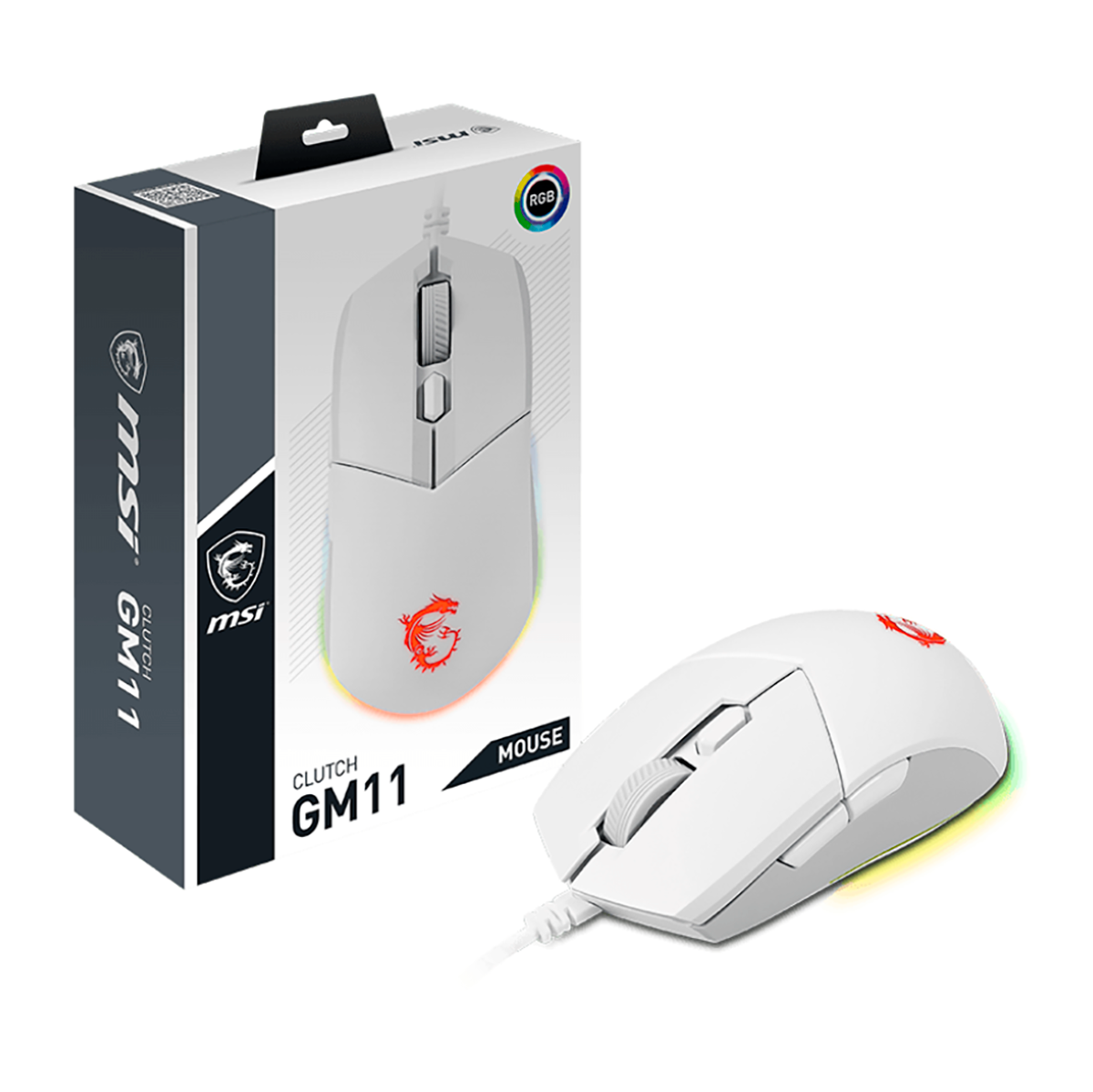 Мышь MSI Clutch GM11 белый оптическая 5000dpi USB 5but (S12-0401970-CLA)