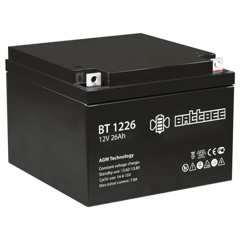 Аккумуляторная батарея Delta (Battbee BT) BT 1226 12В/26Ач, клемма Болт + гайка Ø 5,5 мм (166х175х12