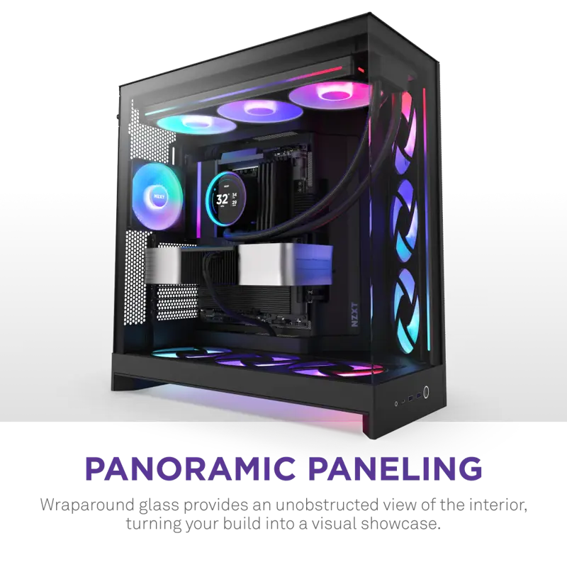 Корпус NZXT H9 Flow RGB (2025), Midi-Tower, TG, 3x140mm RGB + 1x120mm, 2xUSB-A 3.2 + 1xUSB-C 3.2, E-