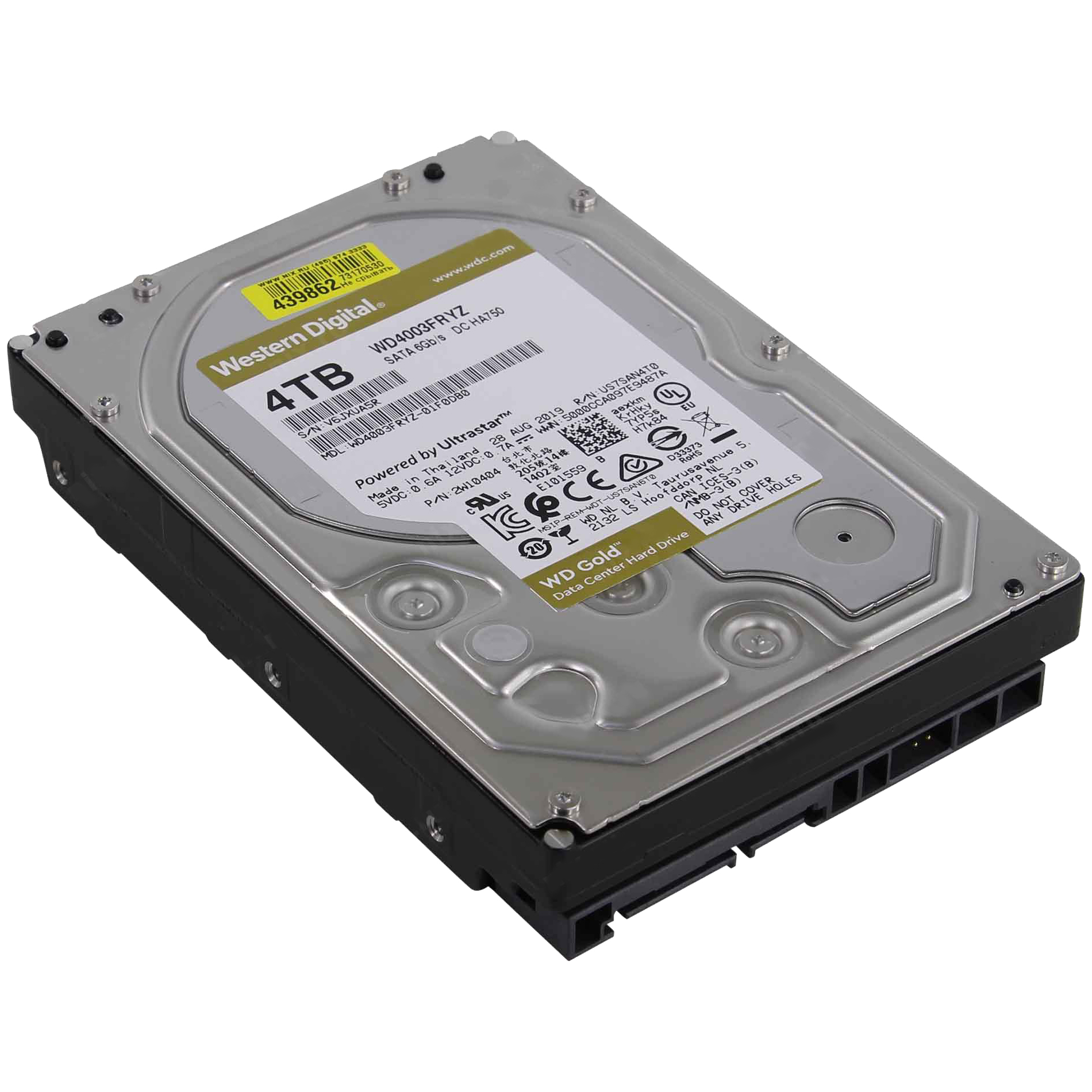 Жесткий диск WD SATA-III 4Tb WD4003FRYZ Server Gold 512E (7200rpm) 256Mb 3.5"