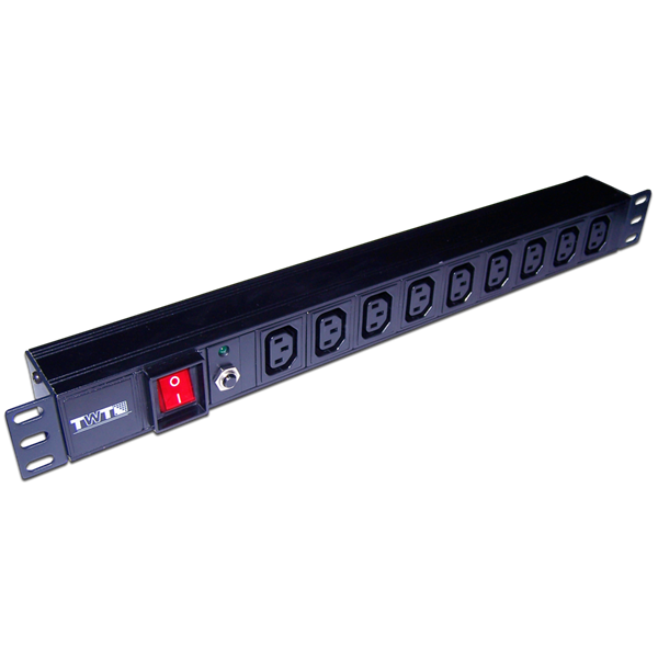 Блок розеток Блок розеток 19", 1-фазный с выключателем, 10A / 250V, 9xC13, без шнура питания, разъем