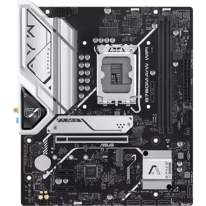 Материнская плата ASUS B760M-AYW WIFI-SI, Socket1700, Intel B760, 2xDDR5 DIMM, PCI-Ex16, 4SATA3, 7.1