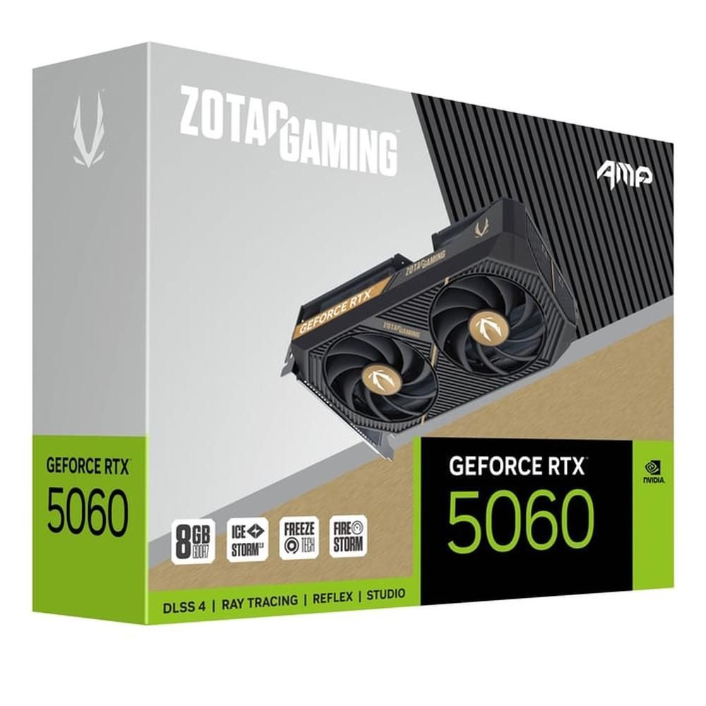 Видеокарта Zotac PCI-E 5.0 RTX 5060 AMP NVIDIA GeForce RTX 5060 8Gb 128bit GDDR7 2550/28000 HDMIx1 D