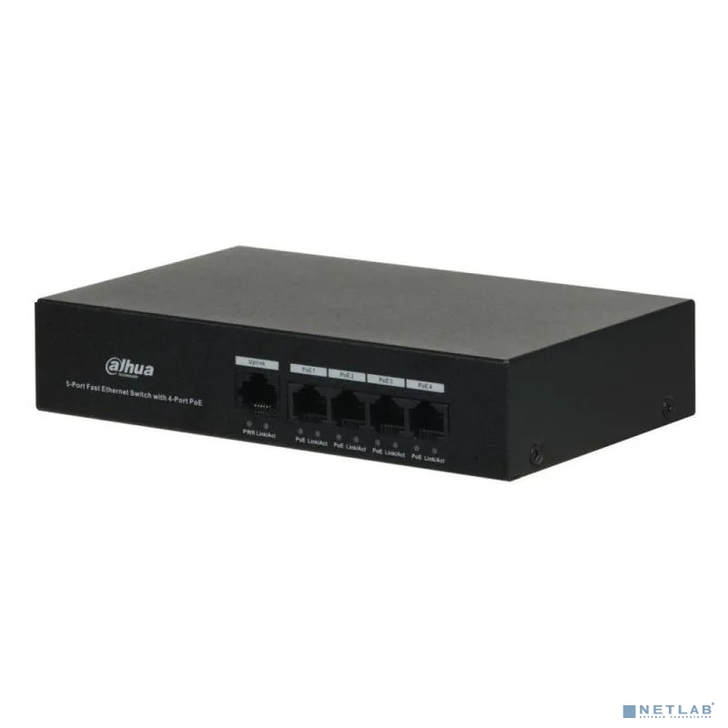 Коммутатор Dahua DH-PFS3005-4ET-36 (L2) 4x100Мбит/с 4PoE+ 36W неуправляемый