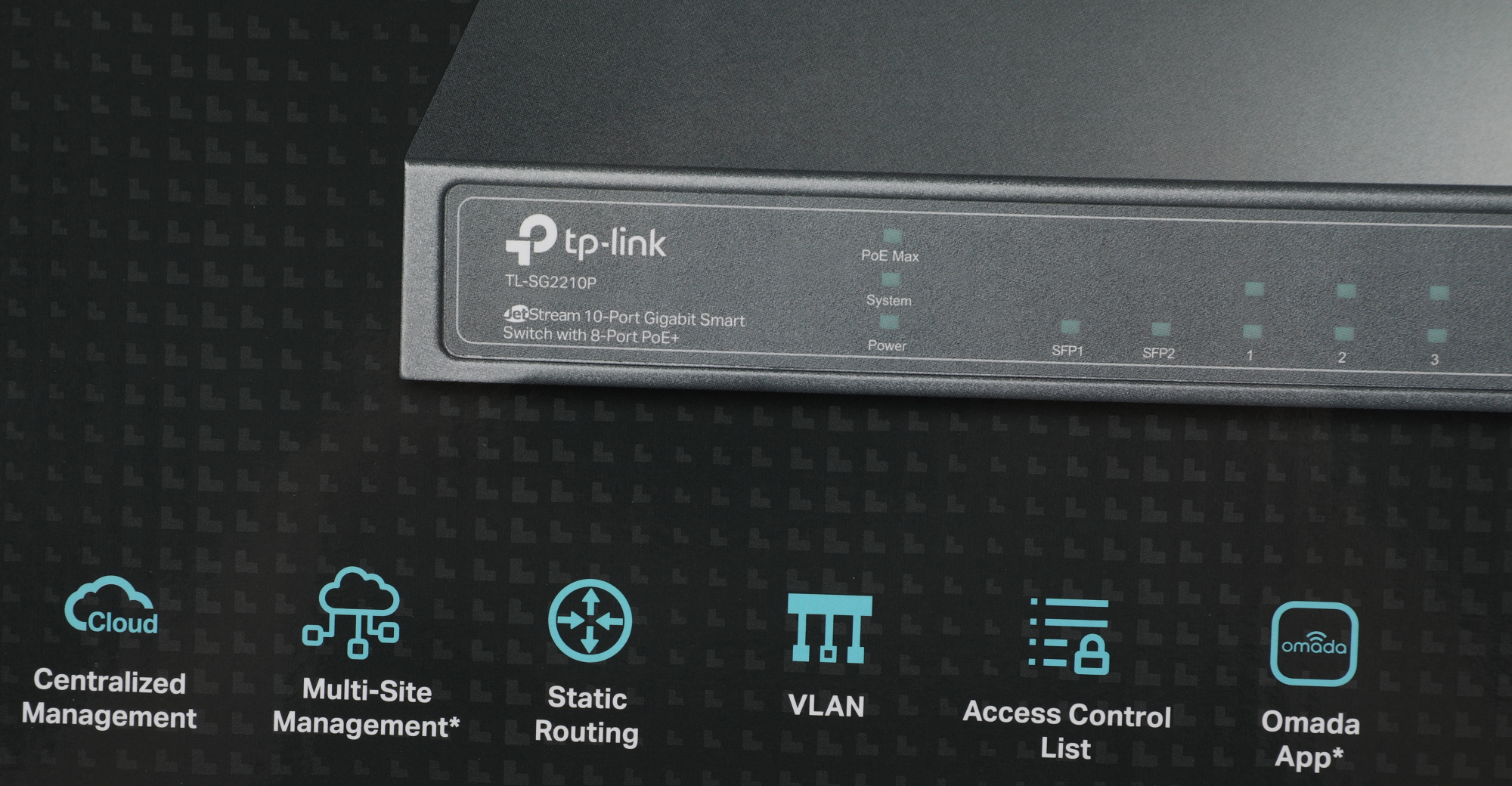 Коммутатор TP-Link SG2210P (L2) 8x1Гбит/с 2SFP 8PoE+ управляемый