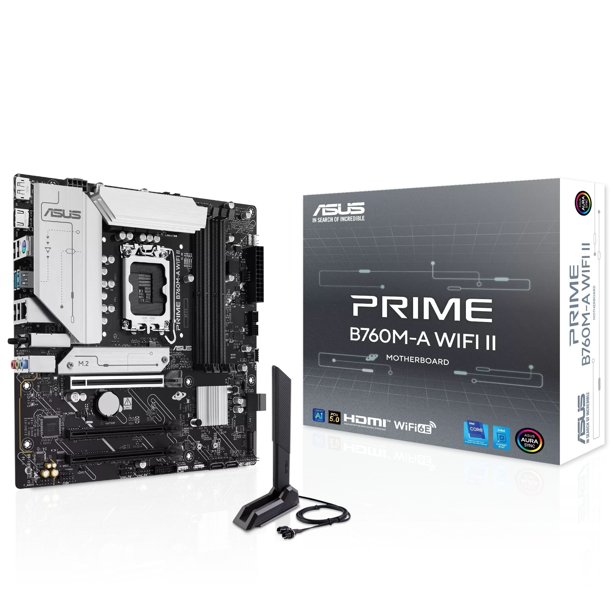 Материнская плата Asus PRIME B760M-A WIFI II Soc-1700 Intel B760 4xDDR5 mATX AC`97 8ch(7.1) 2.5Gg RA