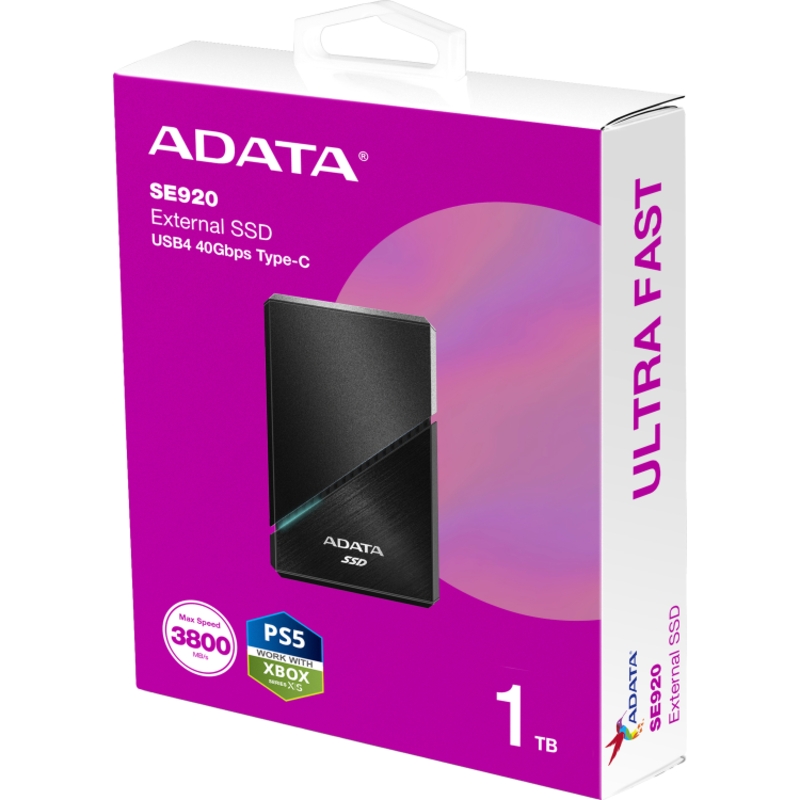 Накопитель SSD A-Data USB-C 4.0 1TB SE920-1TCBK SE920 2.5" черный