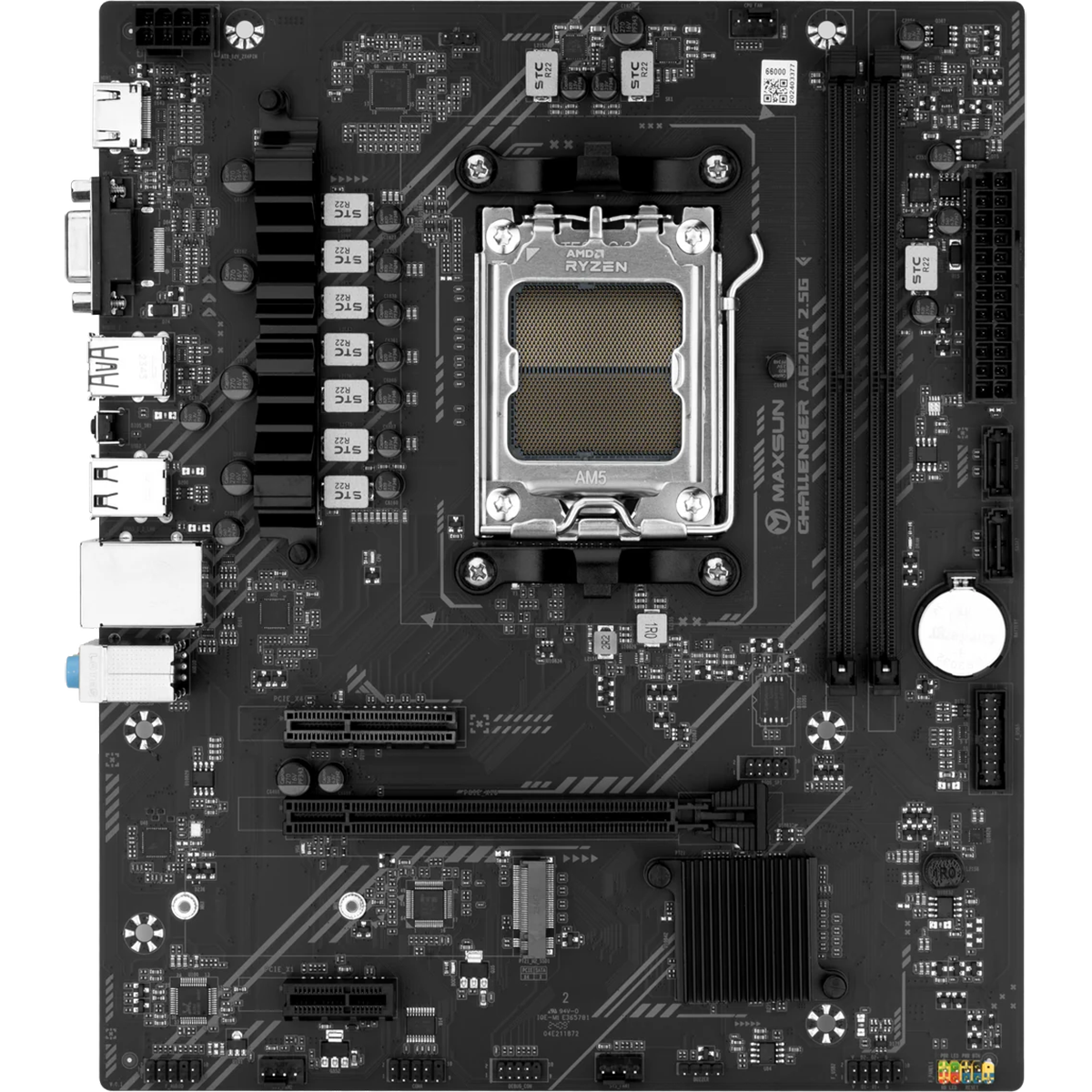 Материнская плата Maxsun MS-Challenger A620A 2.5G A620, AM5, 2DDR5, 1PCIEx16, 1PCIEx4, 1PCIEx1, 1M.2