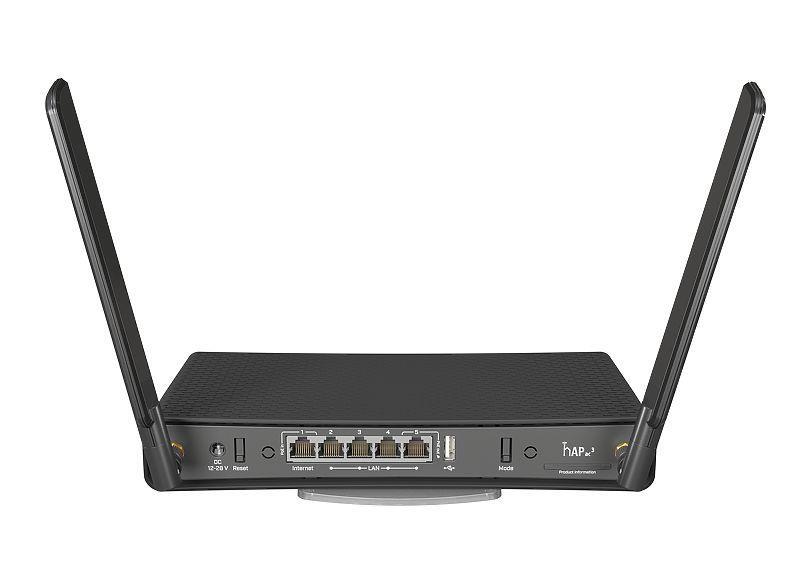 Роутер беспроводной MikroTik hAP ac3 (RBD53IG-5HACD2HND) AC1200 10/100/1000BASE-TX черный