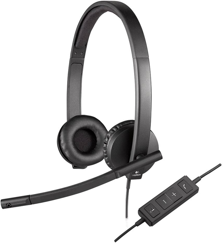 Наушники с микрофоном Logitech H570e черный 1.9м накладные USB оголовье (981-000575)