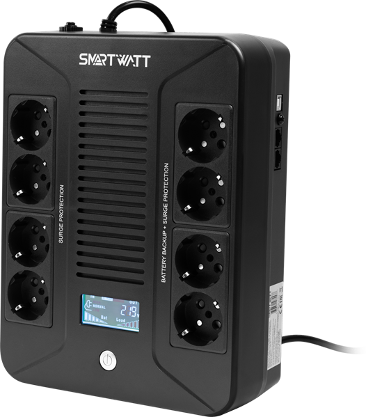 Источник бесперебойного питания SMARTWATT ИБП линейно-интерактивный, мощность 600/360 ВА/Вт, напольн