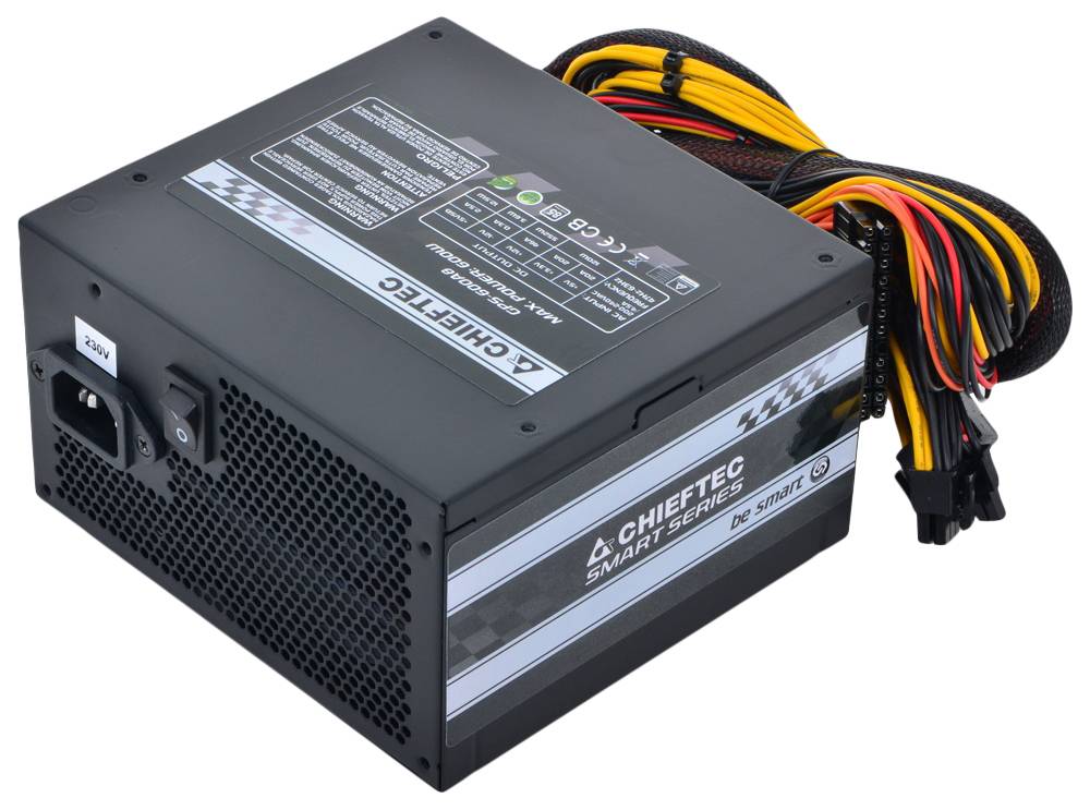 Блок питания Chieftec PSU GPS-600A8 600W Smart ser ATX2.3 230V Brown Box 12cm 80%+ Fan Active PFC 20