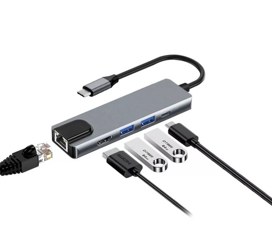 Адаптер iOpen USB 3.1 Type-C M/HDMI F+RJ45+USB 3.0+USB Type-C F (ACU435M)