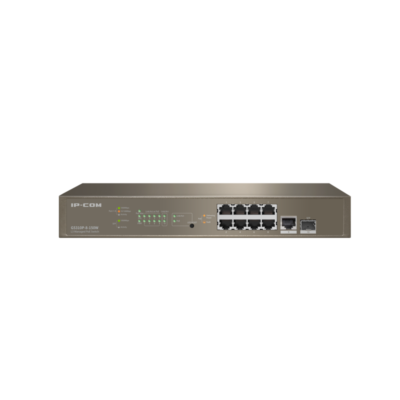 Коммутатор IP-Com G5310P-8-150W (L3) 8x1Гбит/с 1xКомбо(1000BASE-T/SFP) 1SFP 8PoE 130W управляемый