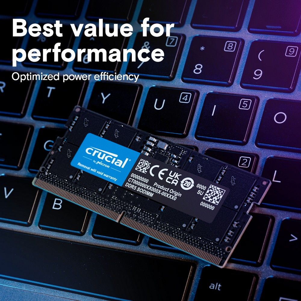 Модуль памяти 16GB Crucial DDR5 4800 SO DIMM Basics Laptop Memory Non-ECC, CL40, 1.1V, SRx8, RTL