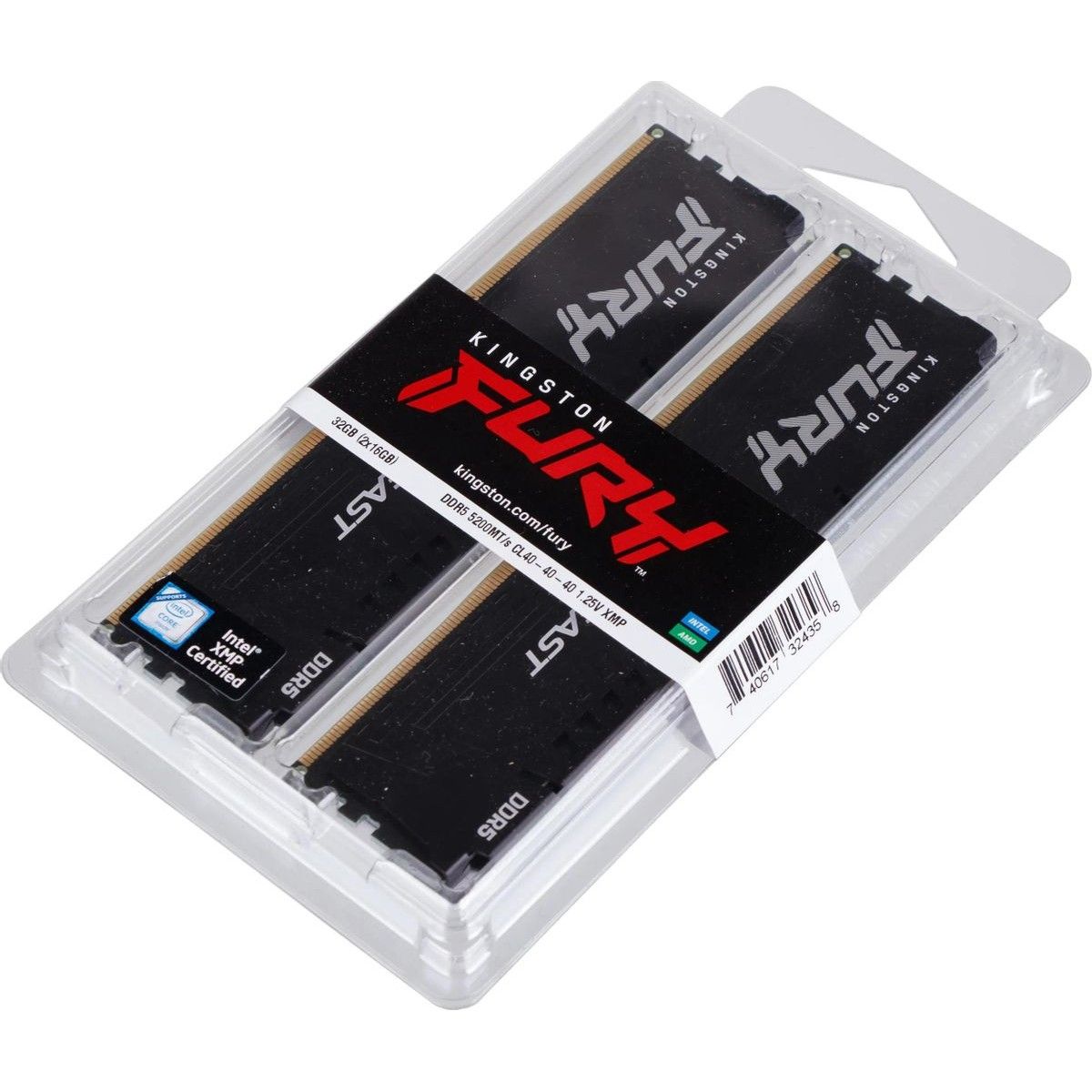 Модуль памяти Kingston 32GB DDR5 5200 DIMM FURY Beast Black Gaming Memory KF552C40BBK2-32WP Non-ECC,