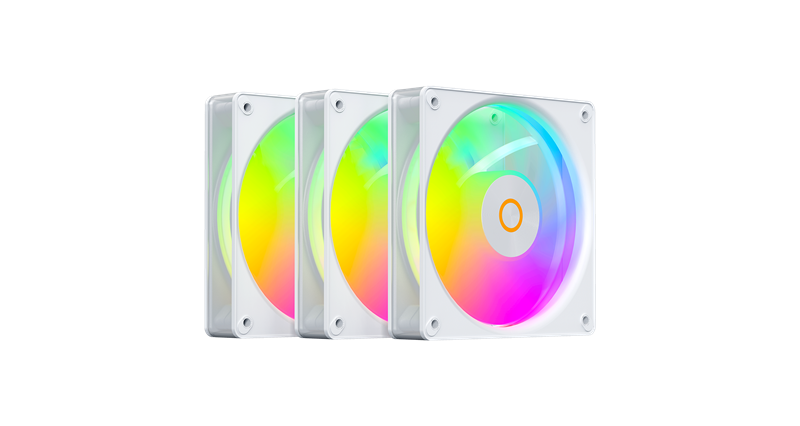 Вентилятор для корпуса Ocypus Gamma F12 Elite WH ARGB 3 IN 1, 120x120x25mm, 4-PIN PWM, 600-1800 RPM,