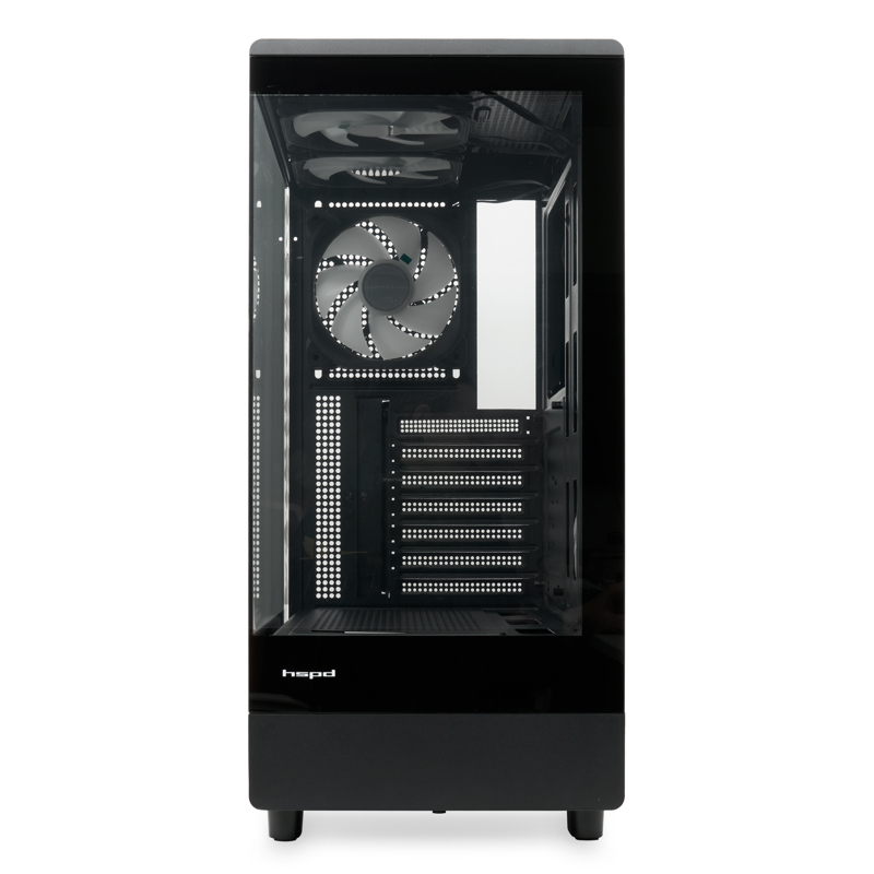 Корпус HSPD F510, Panoramic Mid Tower, Black, TG, 0.5 SPCC, 3x120mm ARGB ATX, mATX, mITX 180/280/160