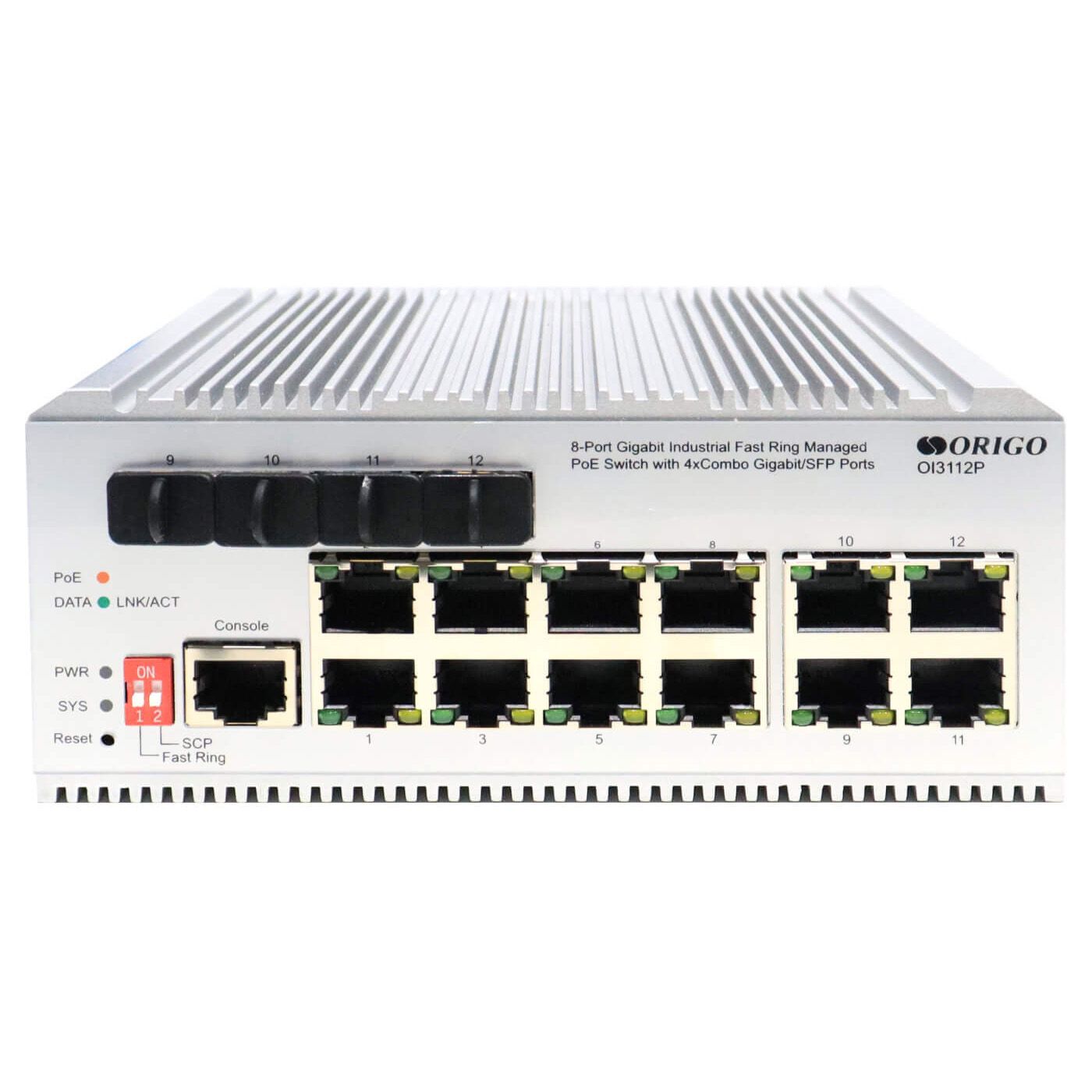 Коммутатор ORIGO OI3112P/185W/A1A 12-портовый гигабитный промышленный управляемый
L2-коммутатор с 8 