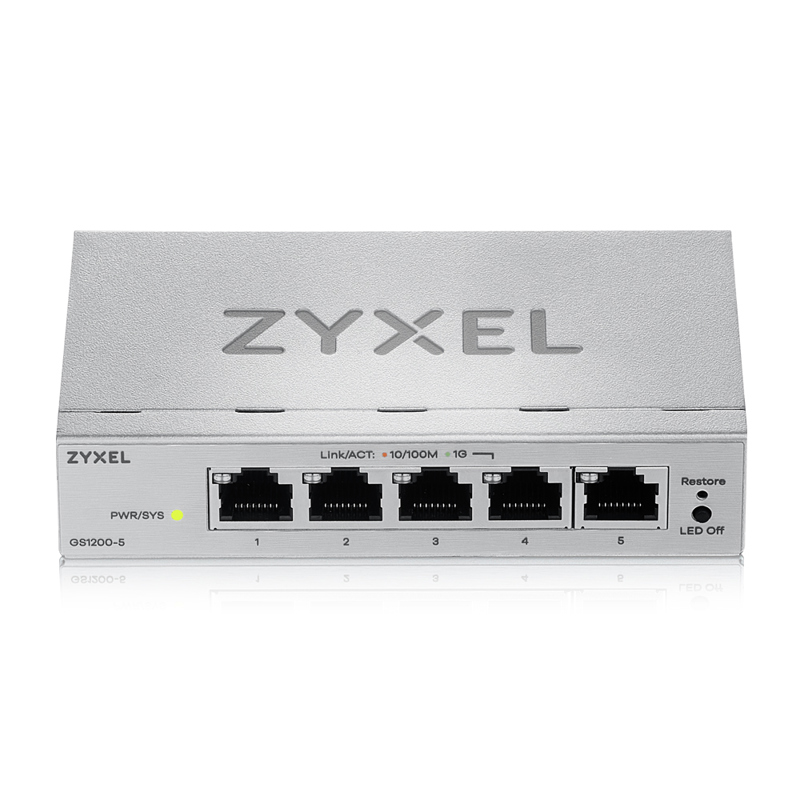 Коммутатор Web Smart L2 коммутатор Zyxel GS1200-5v3, 5xGE, настольный, бесшумный