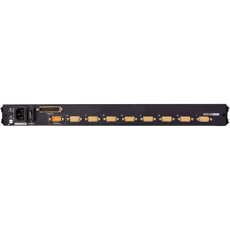 ATEN CL5708iMR Переключатель, электрон., KVM,  2 user консоль LCD 17" => 8 cpu PS2/USB+VGA, с KVM-шн