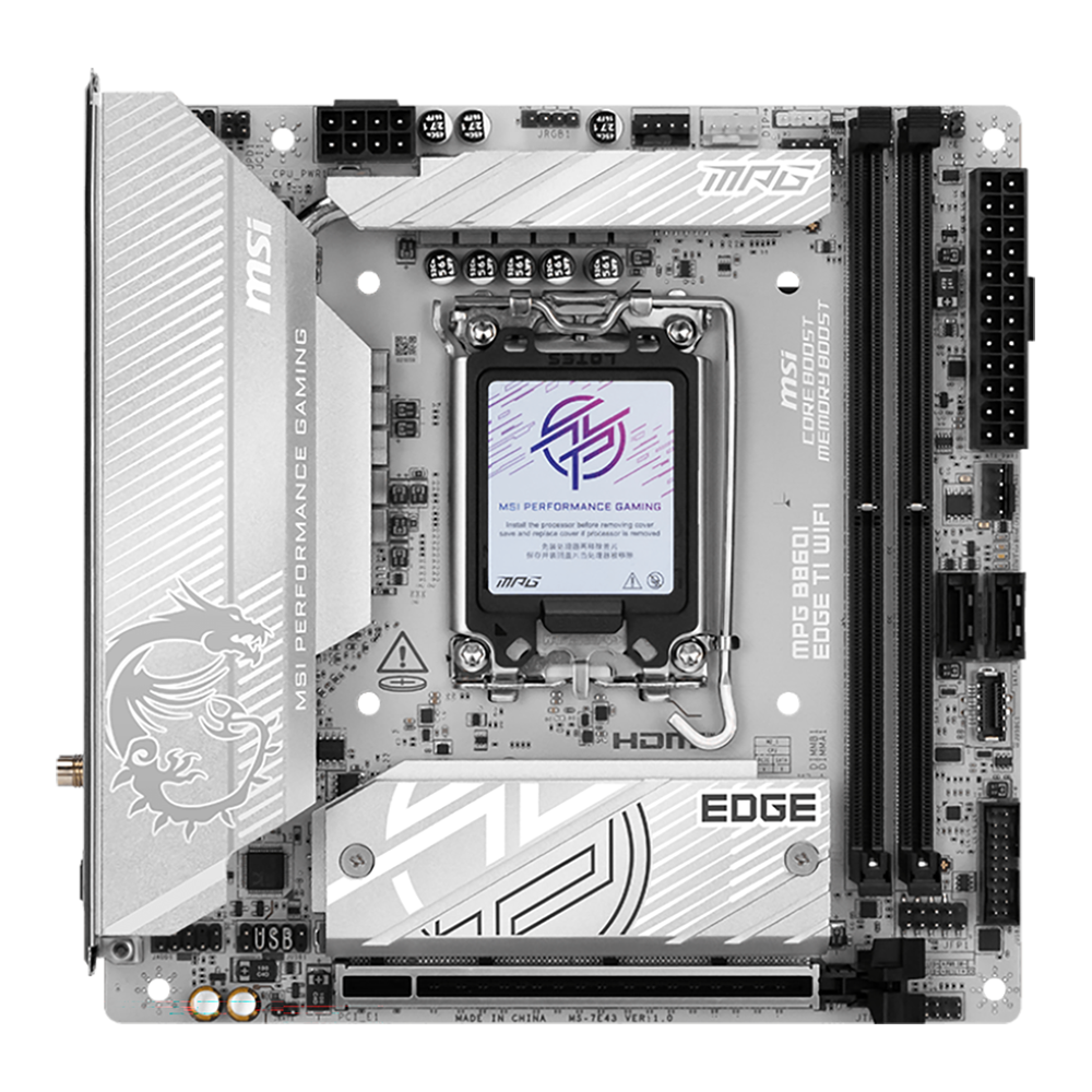 Материнская плата MSI MPG B860I EDGE TI WIFI B860, LGA1851, 2*DDR5, 1*PCIEx16, 2*M.2, 2*TypeC, 1*USB