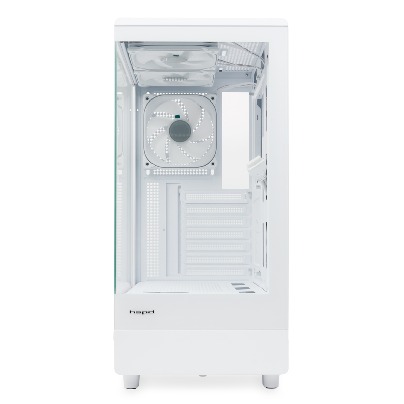 Корпус HSPD F510, Panoramic Mid Tower, White, TG, 0.5 SPCC, 3x120mm ARGB ATX, mATX, mITX 180/280/160