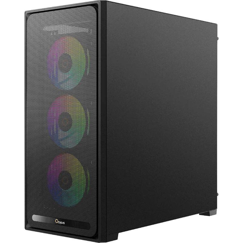 Корпус Ocypus Delta C70 BK ARGB, Midi-Tower, TG, 4x120mm ARGB, 2xUSB-A 3.0 + 1xUSB-C 3.1, E-ATX, ATX