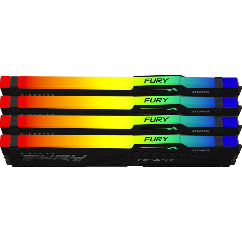 Память оперативная Kingston 64GB 6000MT/s DDR5 CL40 DIMM (Kit of 4) FURY Beast RGB XMP