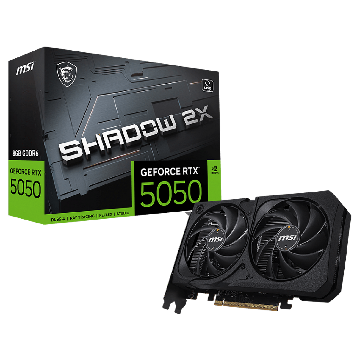 Видеокарта MSI PCI-E 5.0 RTX 5050 8G SHADOW 2X NVIDIA GeForce RTX 5050 8Gb 128bit GDDR6 2572/20000 H
