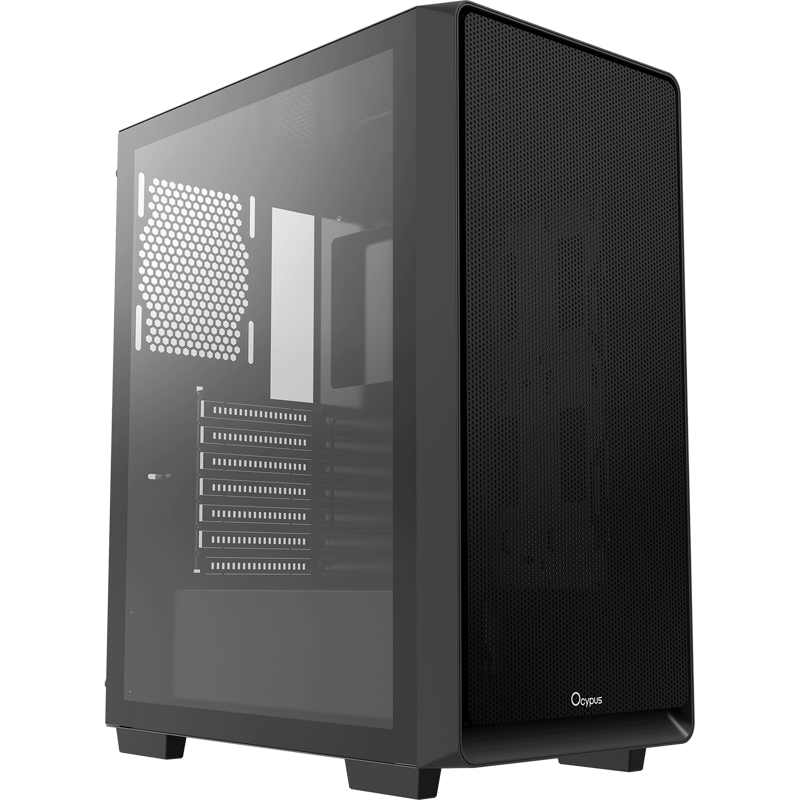 Корпус Ocypus Gamma C60 BK, Midi-Tower, TG, no fans, 1xUSB-A 3.0 + 2xUSB 2.0, ATX, mATX, mITX Black
