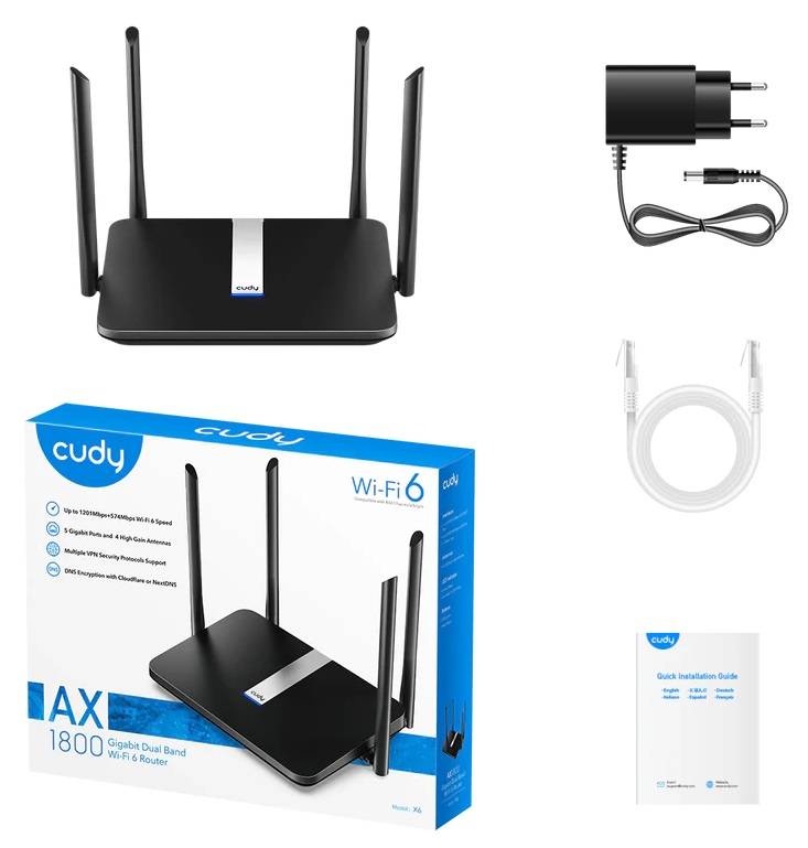 Роутер беспроводной Cudy X6 AX1800 10/100/1000BASE-TX черный