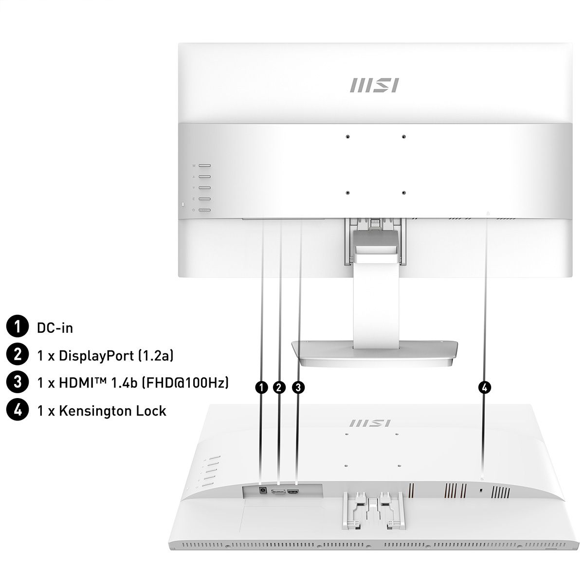 Монитор MSI 23.8" Pro MP2412W белый VA LED 16:9 HDMI матовая 3000:1 250cd 178гр/178гр 1920x1080 100H