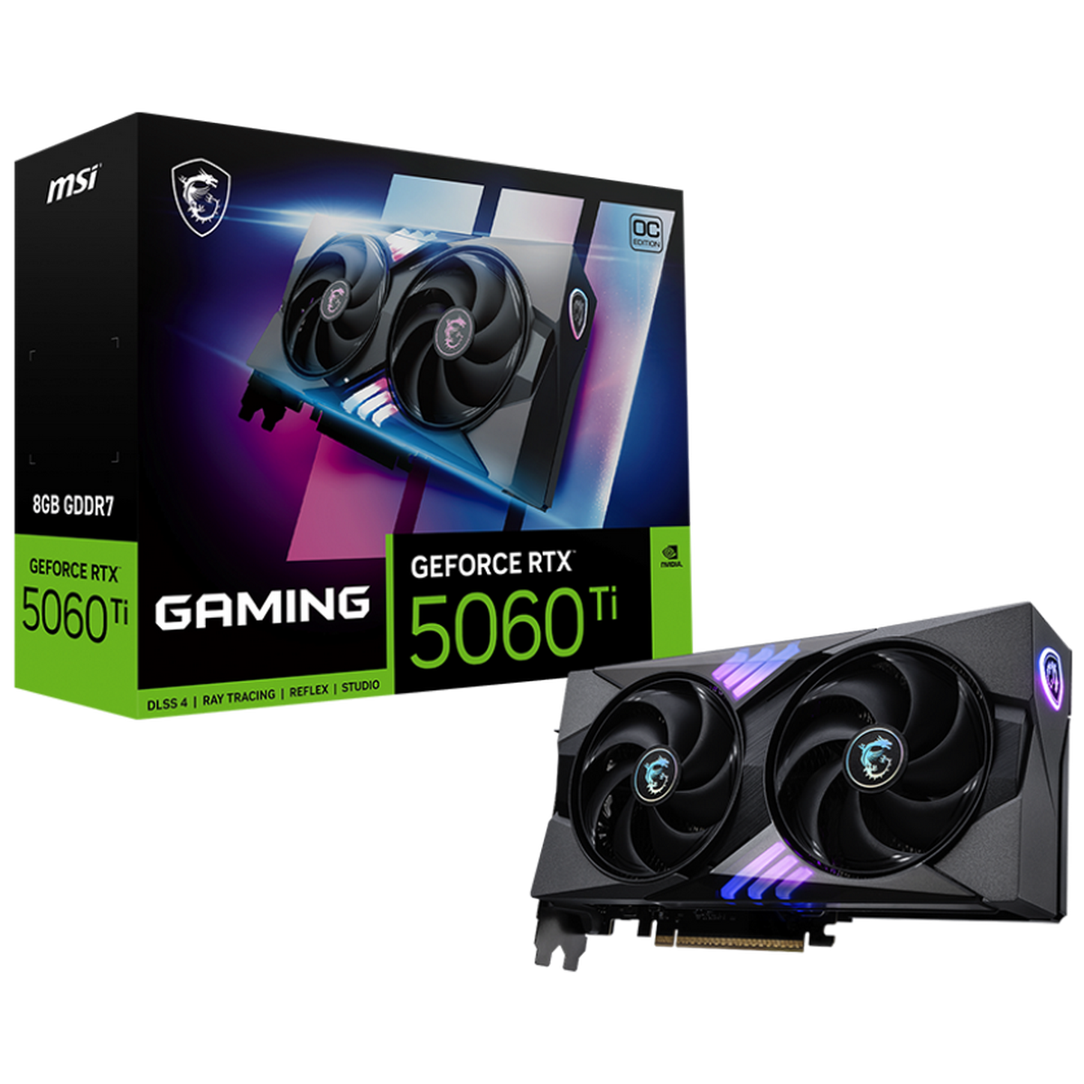 Видеокарта MSI PCI-E 5.0 RTX 5060 TI 8G GAMING OC NVIDIA GeForce RTX 5060TI 8Gb 128bit GDDR7 2647/28