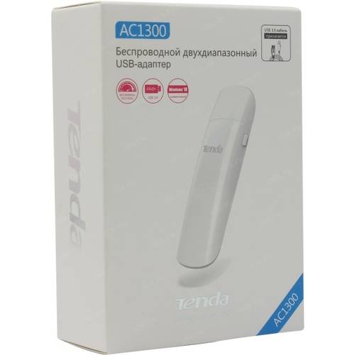 Сетевой адаптер Wi-Fi Tenda U12 USB 3.0 (ант.внутр.) 1ант.