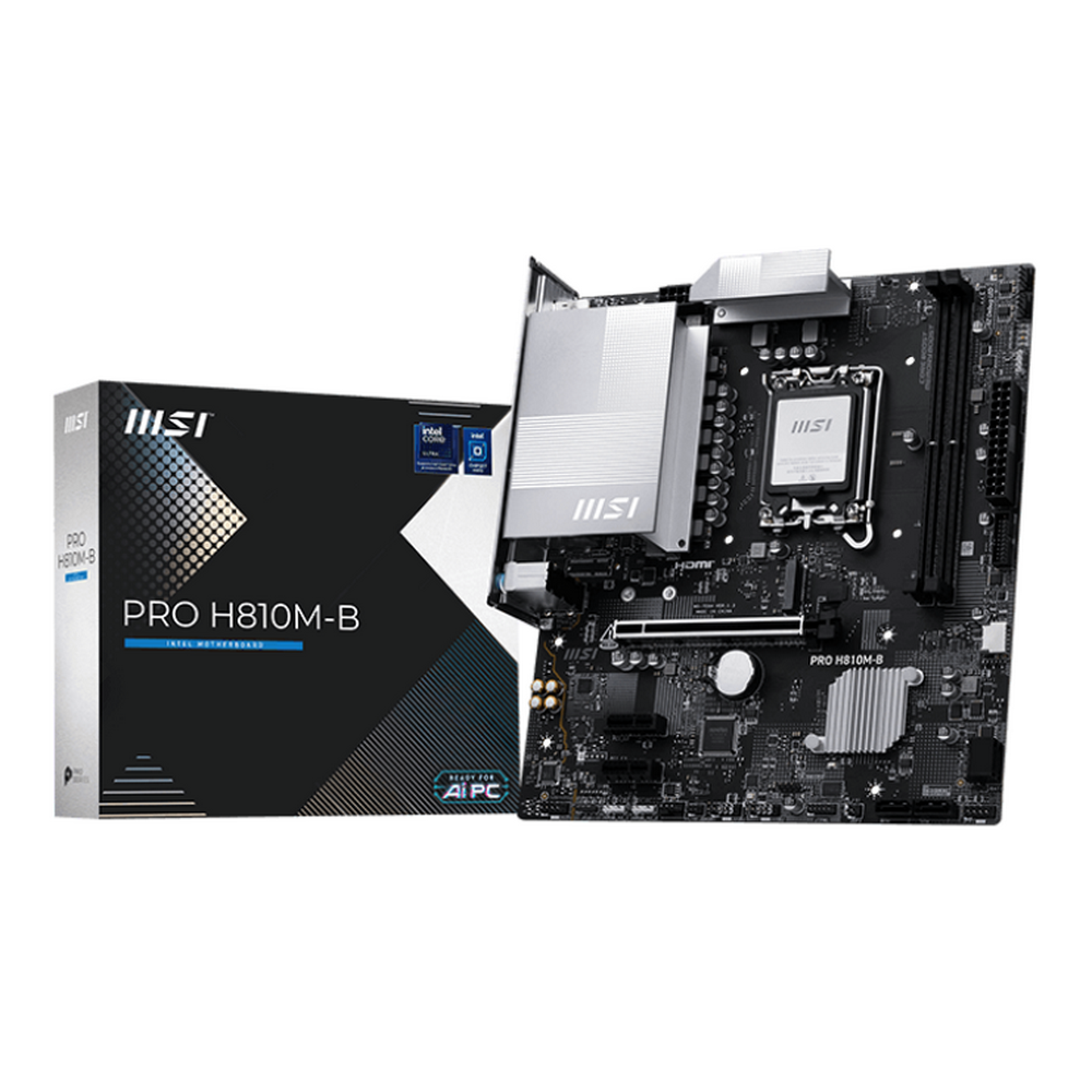 Материнская плата MSI PRO H810M-B H810, LGA1851, 2*DDR5, 1*PCIEx16, 2*PCIEx1, 1*M.2, 1*TypeC, 4*USB3