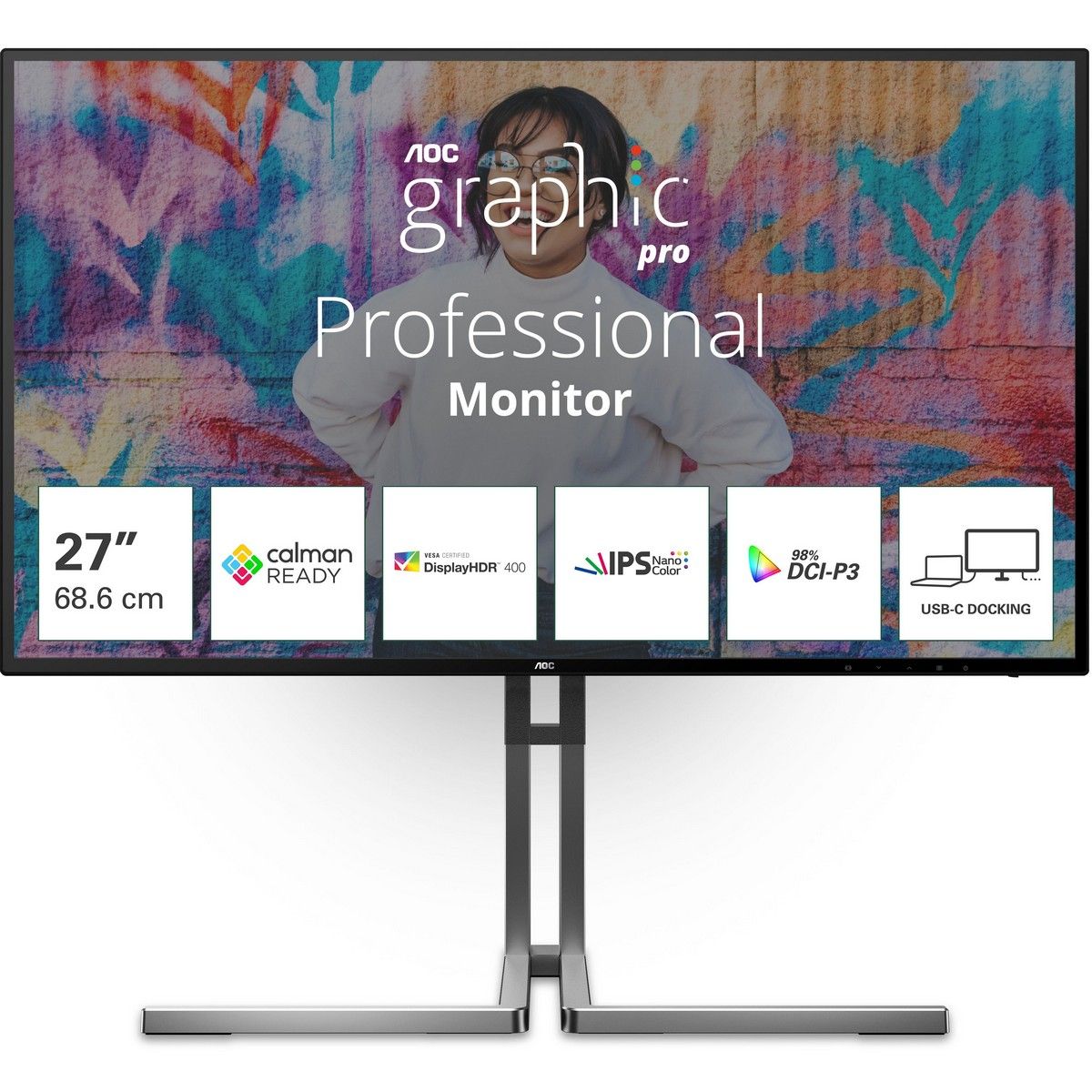 Монитор LCD AOC 27" U27U3CV {IPS 3840x2160 60Hz 178/178 HDMI2.0 DisplayPort1.2  VESA}