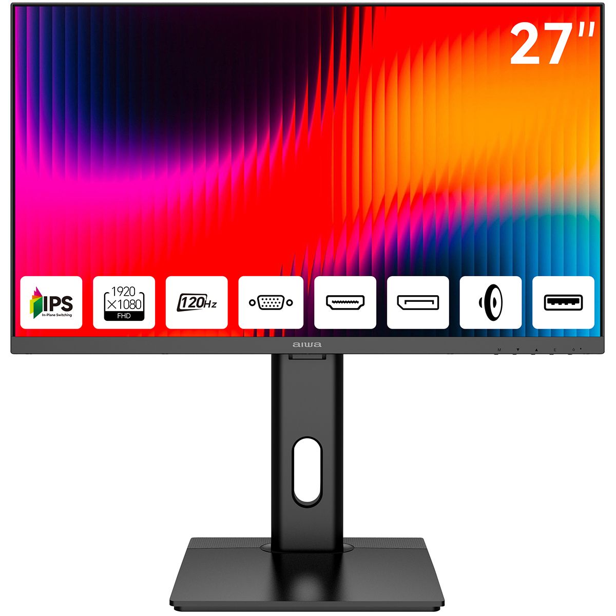 Монитор 27" AIWA MF2711  IPS, 1920x1080, 120Hz, 4ms, 300сd/m, 1500:1, HDR | VGA, HDMI(1.4), DP(