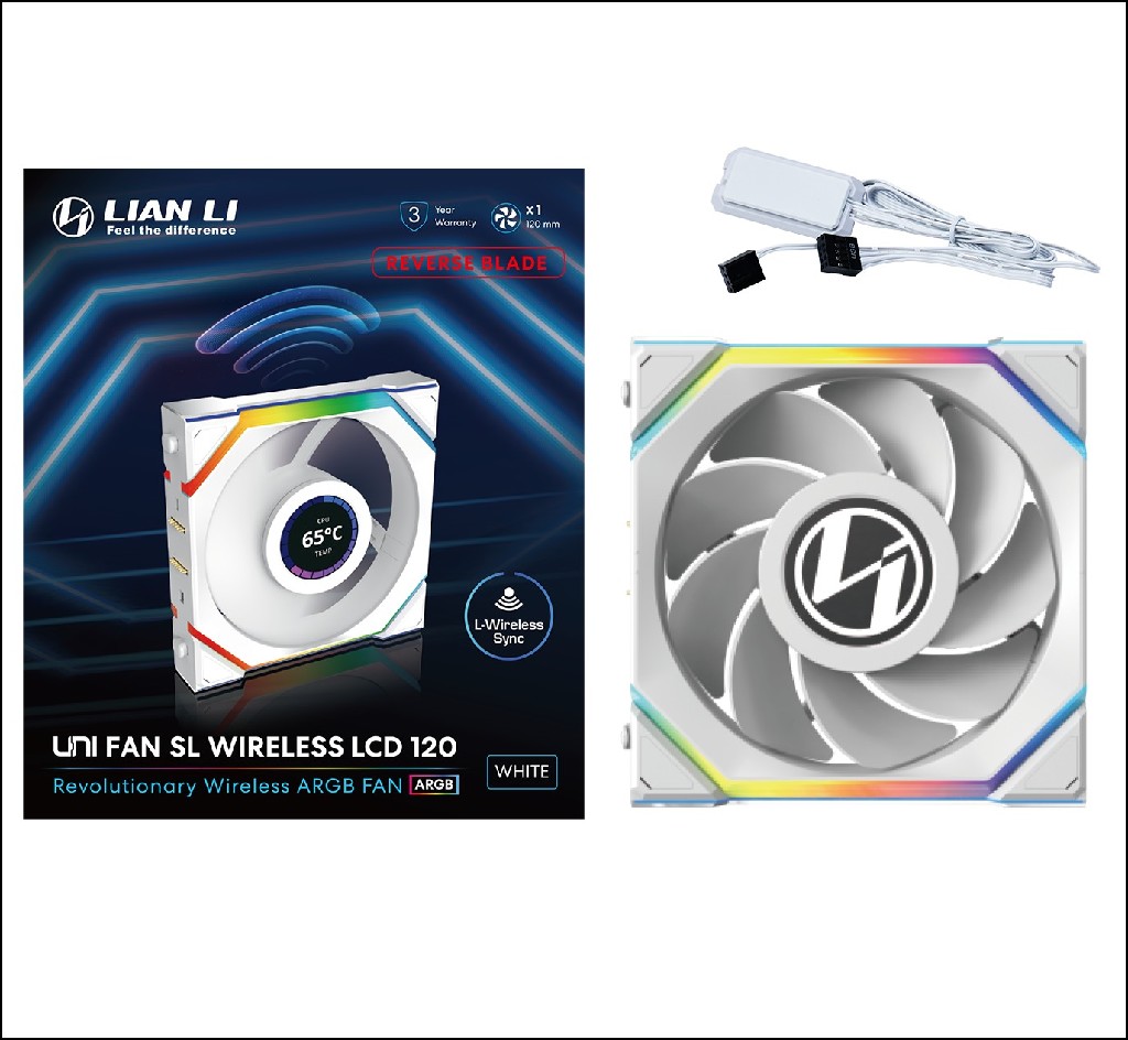 Вентилятор для корпуса Lian-Li Uni Fan SL Wireless 120 LCD Reverse ARGB 120х124.5x28 белый 4-pin 31д