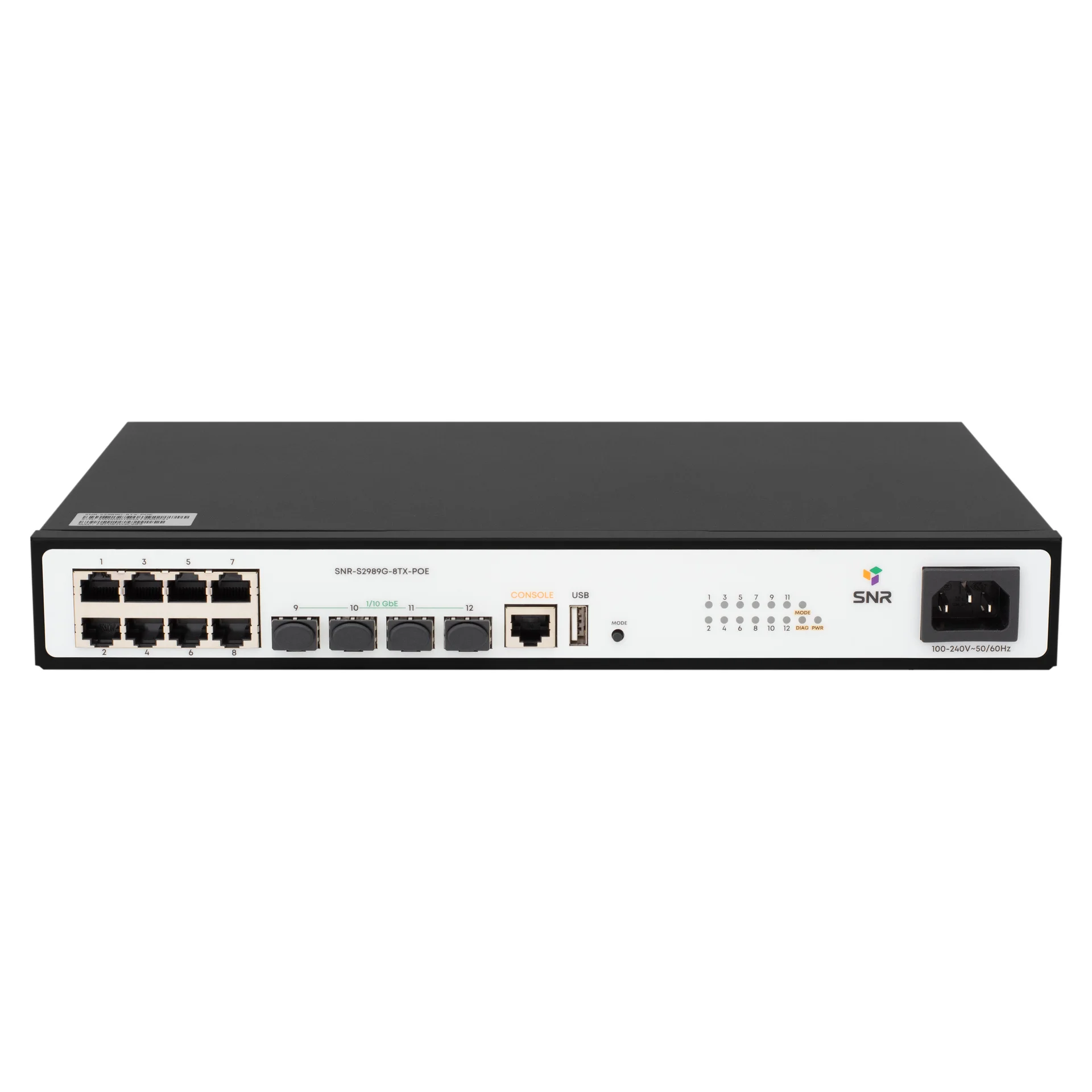 Коммутатор SNR SNR-S2989G-8TX-POE (L2+) 8x1Гбит/с 4SFP+ 8PoE 125W управляемый