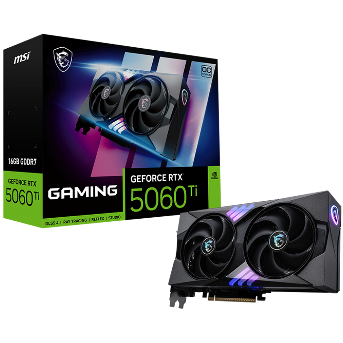 Видеокарта MSI PCI-E 5.0 RTX 5060 TI 16G GAMING OC NVIDIA GeForce RTX 5060TI 16Gb 128bit GDDR7 2647/