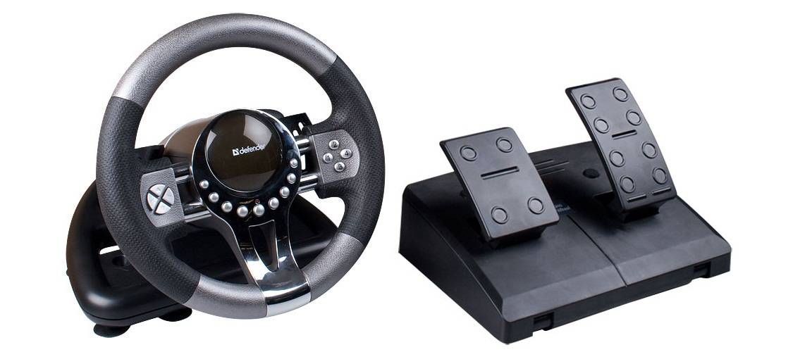 Руль Defender Forsage GTR 12кноп. (с педалями) черный