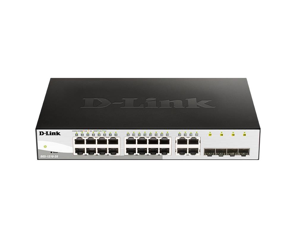 Коммутатор D-Link Настраиваемый L2 коммутатор, 16х1000Base-T, 4хCombo 1000Base-T/SFP, упрощенный инт