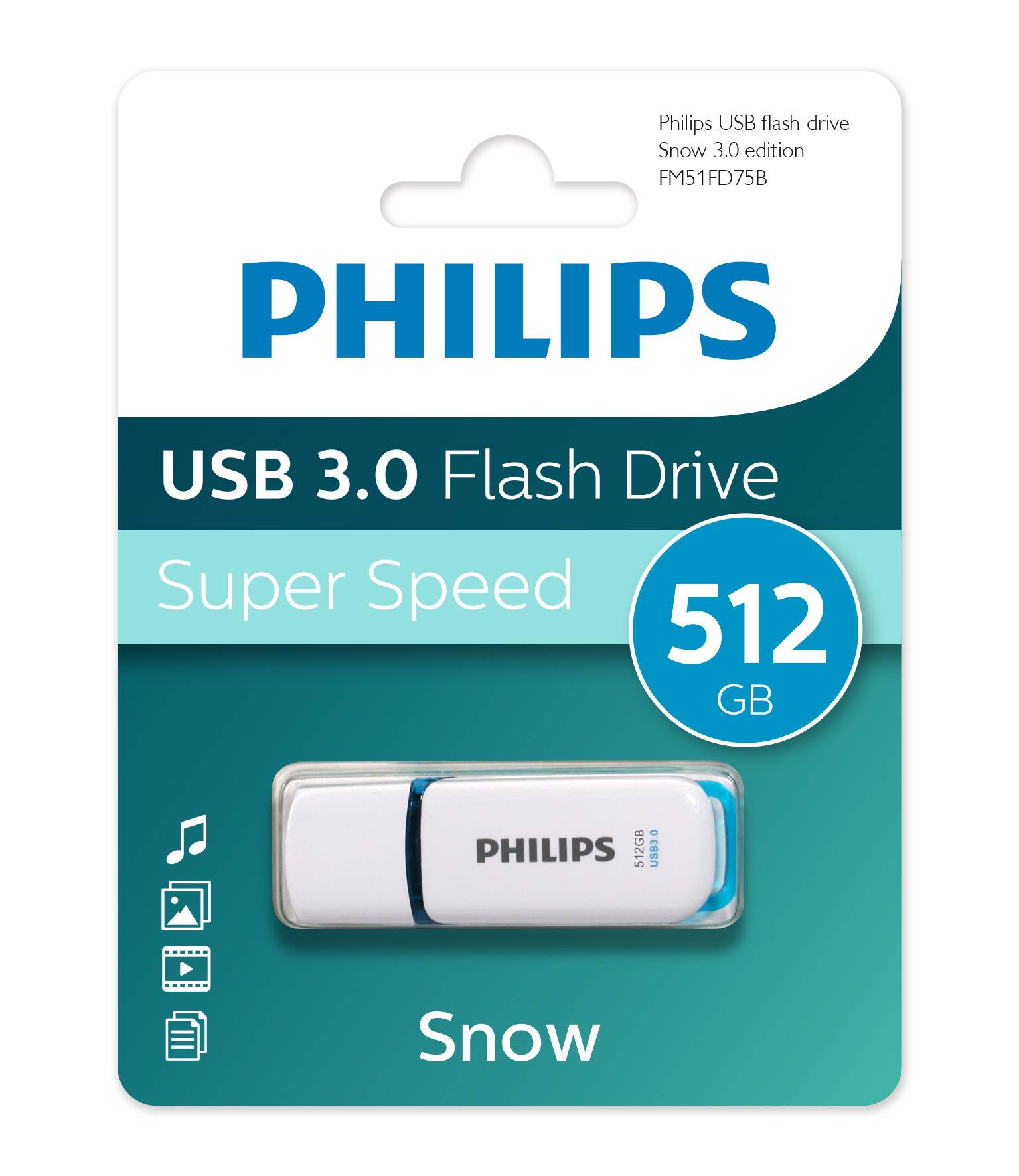 PHILIPS USB Drive 512GB PHILIPS SNOW3.0 512GB, USB 3.0
