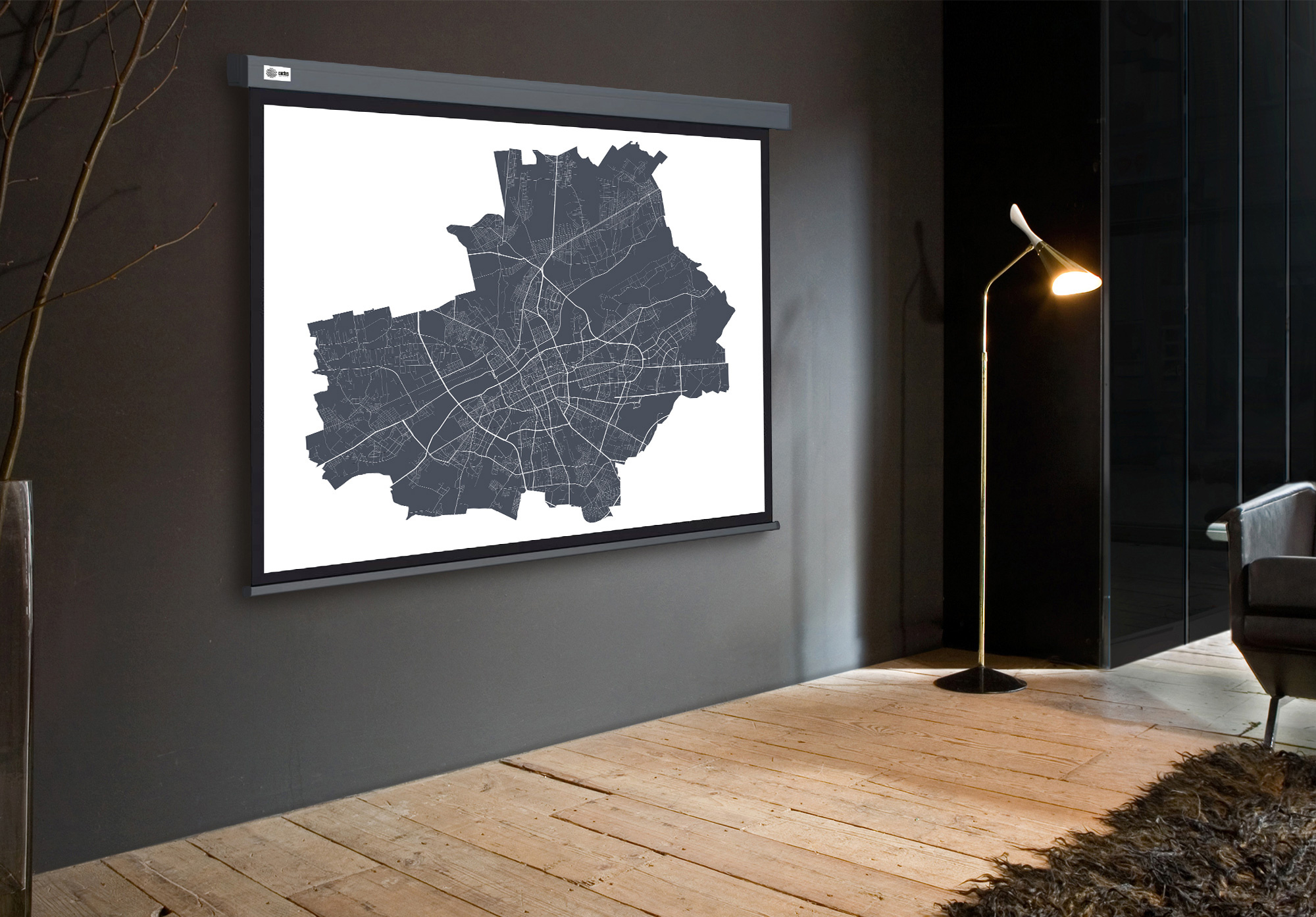 Экран Cactus 100" 180x180см Wallscreen CS-PSW-180X180-SG 1:1 настенно-потолочный рулонный серый