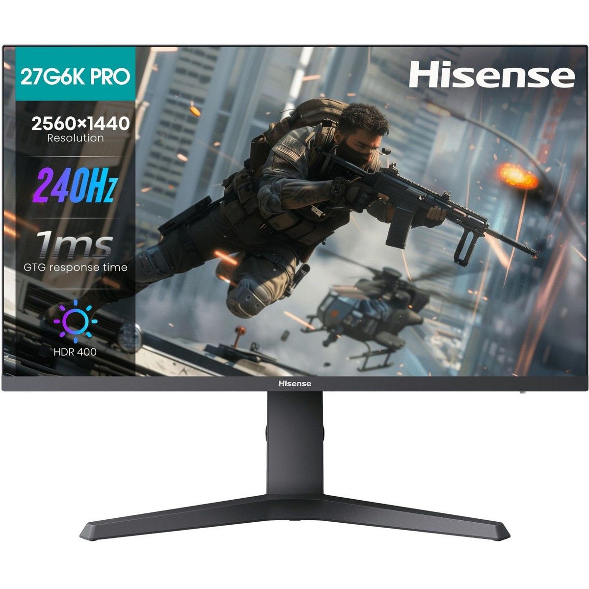 Монитор Hisense 27" 27G6K-PRO черный IPS LED 1ms 16:9 HDMI матовая 1000:1 320cd 89гр/89гр 2560x1440 240Hz FreeSync Premium DP 2K 5.5кг