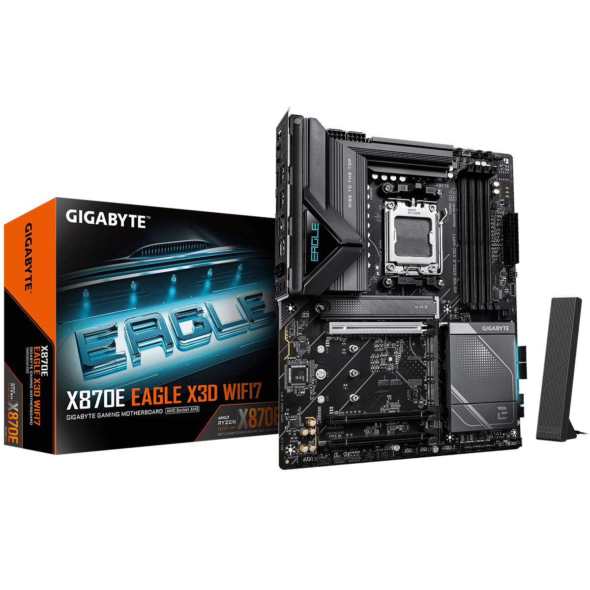 Материнская плата GIGABYTE X870E EAGLE X3D WIFI7, AM5, X870, 4*DDR5,  4*SATA, 4*M.2, 5*USB 3.2,  Typ